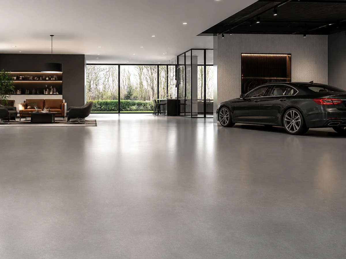 Seamless gray commercial floor coating